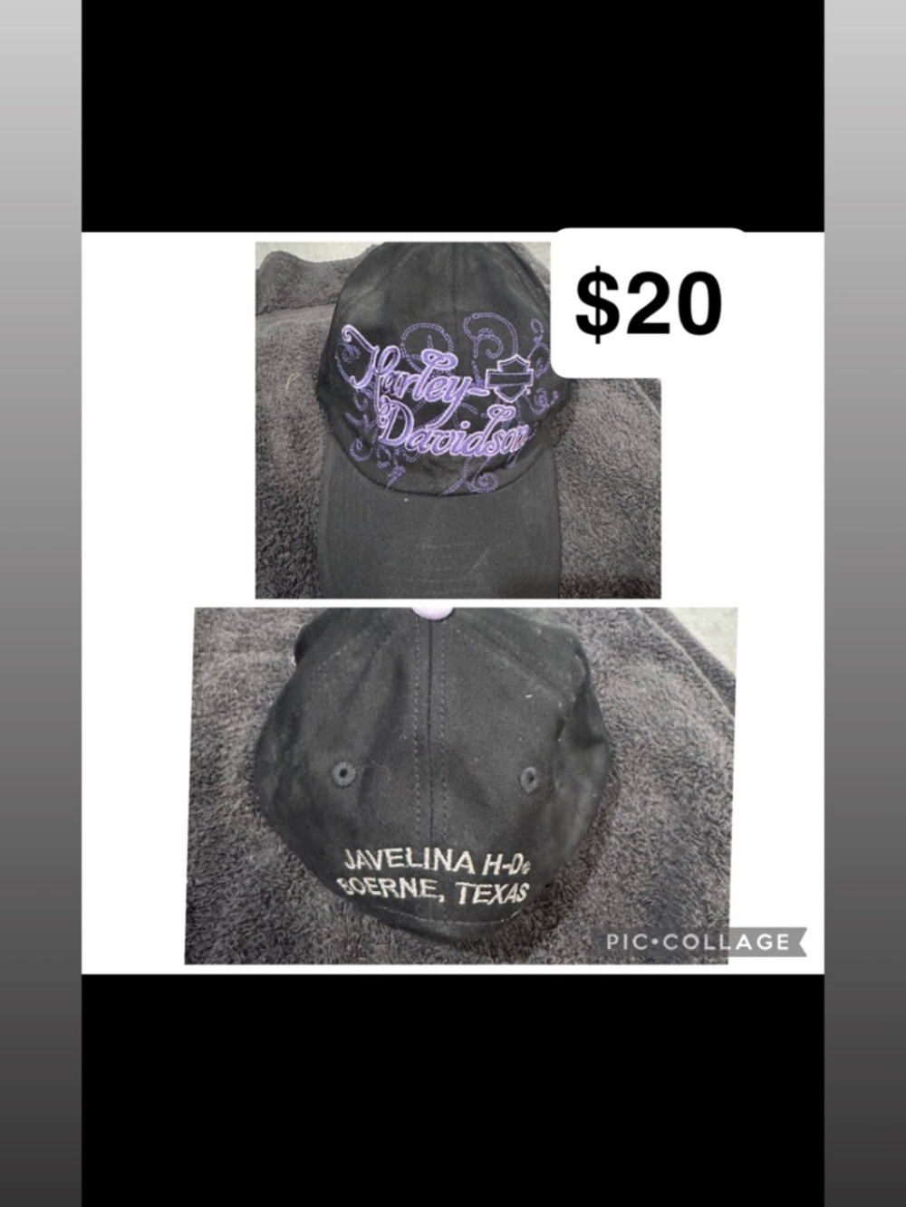 Harley-Davidson Black Hat with Purple Embroidered Logo